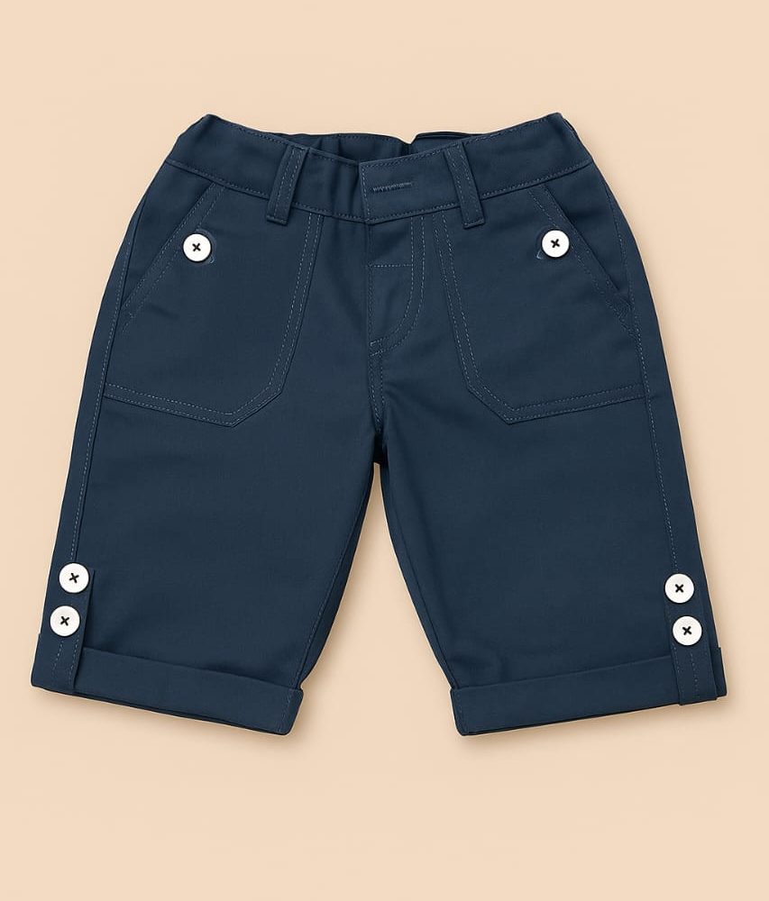 Navy Blue Buttoned Shorts for Boys